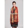 New Digital Leopard Double-Side Flower Silk Pashmina Wrap Rose Printed Shawl